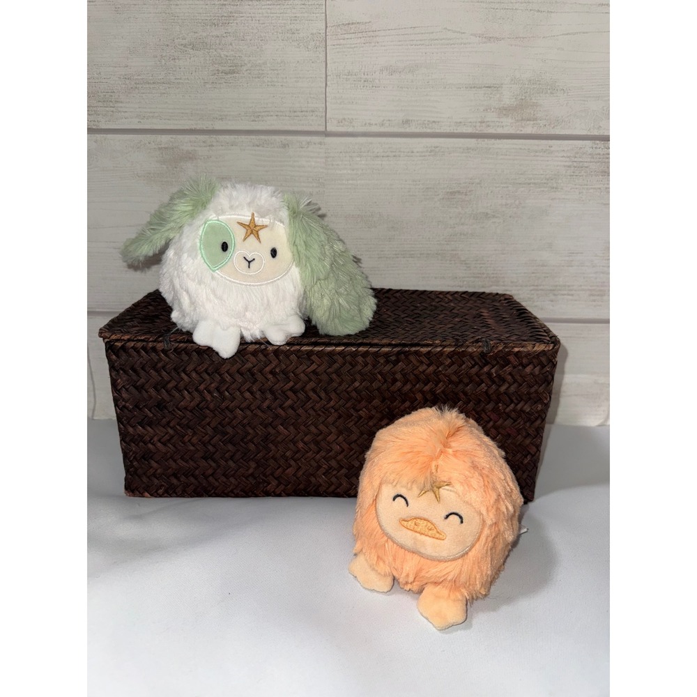Slumberkins‎ Kinspiration Minis Alpaca and Bigfoot Plush Set White Green Orange